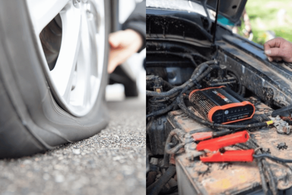 An image of tire change and jump-start services in San Diego